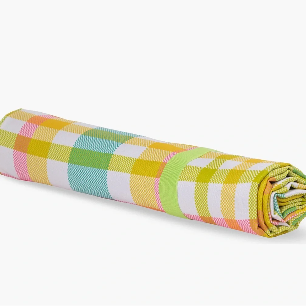 Plaid Picnic Blanket with Green Backing
